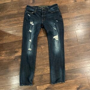 American Eagle Extreme Flex 4 Skinny Fit Jeans, Dark Wash Stretch, Men's 33x32